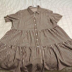 Brown and cream strip SHEIN curvy dress